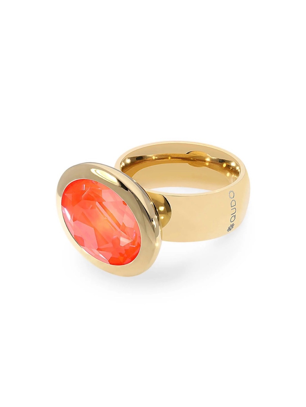 QUDO Bold Tivola Ring in Crystal Orange Ignite with Gold Finish NWT Size 9